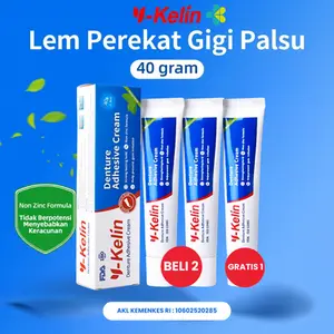 [40gr] Y-Kelin KRIM PEREKAT GIGI PALSU - Lem Tahan Air & Bantalan Perekat - Cocok untuk Gusi & Mulut - FDA ISO Certified Perawatan