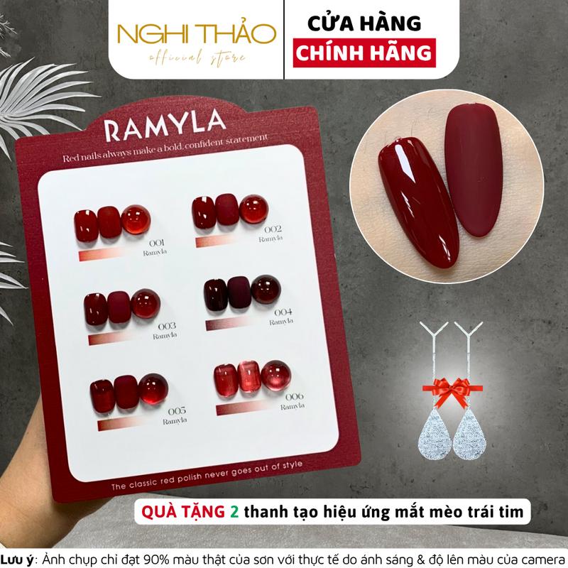 Set sơn gel đỏ RAMYLA 6 màu[Tặng thanh tạo mắt mèo trái tim]