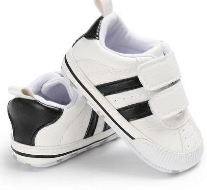 Product Introduction of Newborn Soft Sole Sneakers, Non-slip White Pram Shoes, Boy Girl Stripe Prewalker Trainers 32