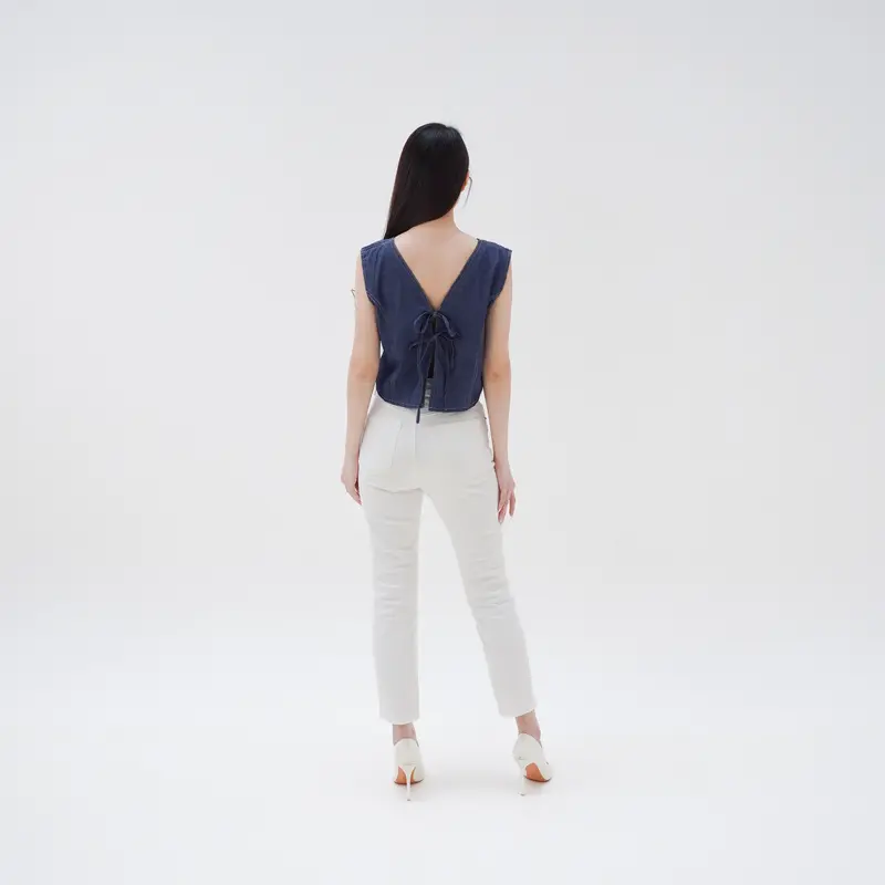 Vest Outer Rompi Wanita Tali Kancing Soft Jeans Bella 6
