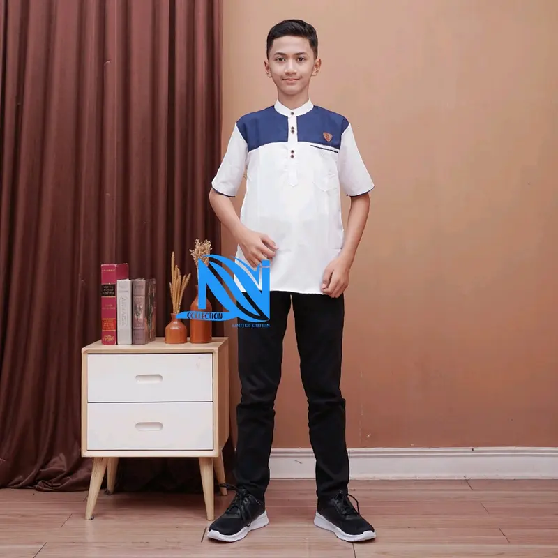 Baju kurta lis Anak-anak lengan pendek 3