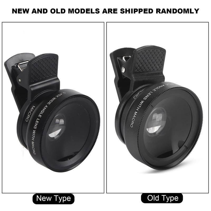 Phone Camera Lens, 2 in 1 Cell Phone Clip-on Lens Kit 0.45X Wide Angle Lens 140°+ 12.5X Macro Lens Clip-on iPhone Lens for iPhone Samsung and Most of Android Smartphone 8