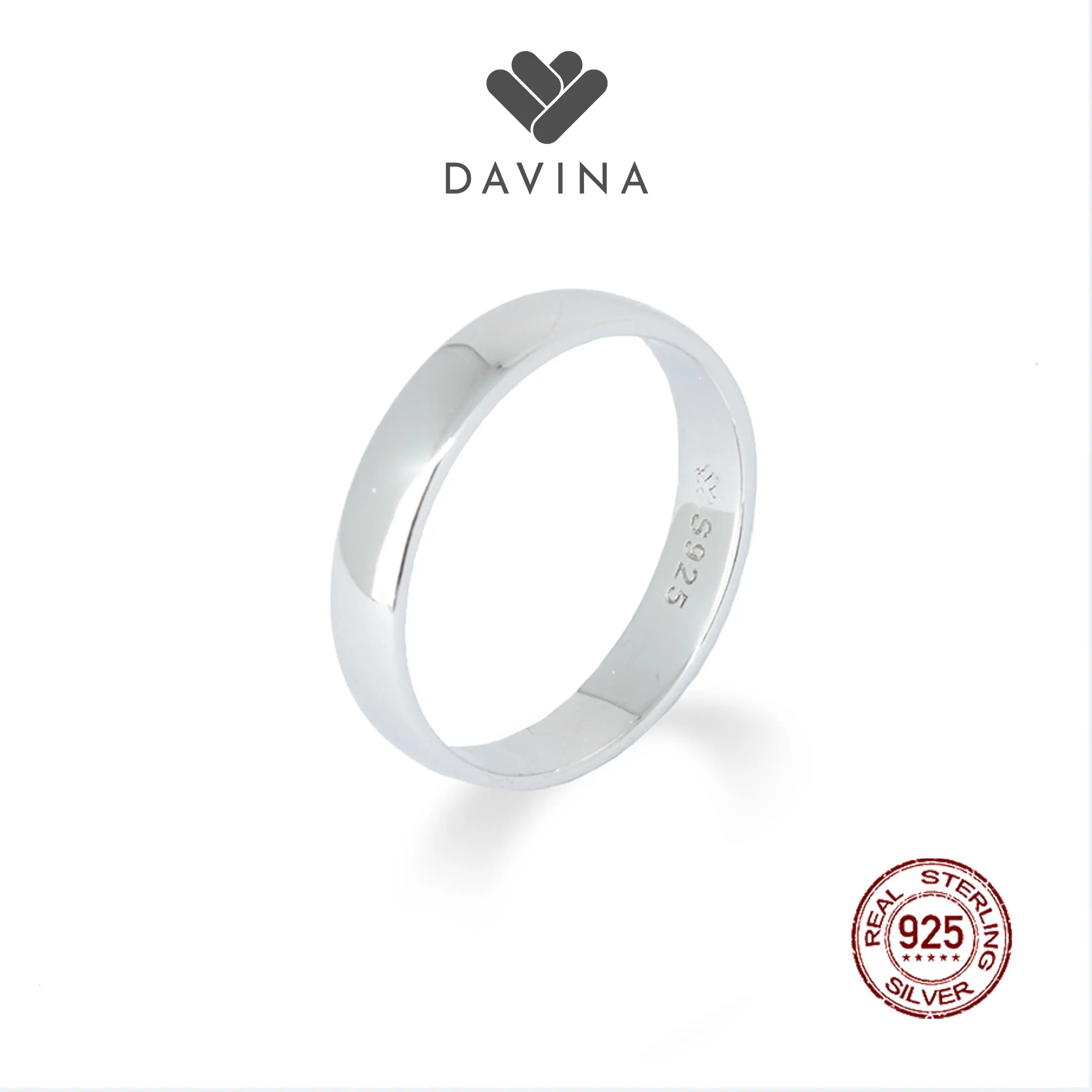 DAVINA Men Daven Ring Sterling Silver 925 - Cincin Pria Perak S925 Tunangan Nikah Lamaran Kawin
