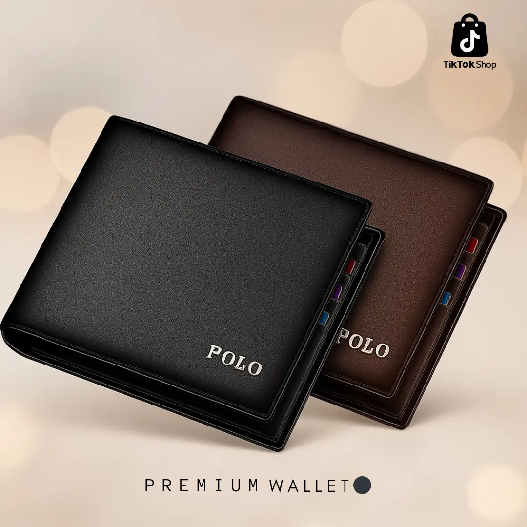 [POLO] Dompet Kulit Premium POLO Pria - Desain Elegan & Multifungsi untuk Pengguna yang Mencari Kualitas Terbaik Hitam Kartu Uang