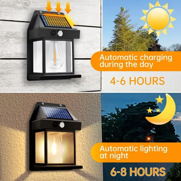 Solar Interaction Wall Lamp Lampu Dinding Lampu Hias Outdoor Taman Tenaga Surya Sensor Waterproof 8