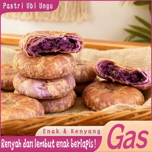 Gas Biskuit Lapis Ubi Jalar Ungu Renyah di Luar Lembut di Dalam Manisnya Pas Tidak Enek Camilan Sarapan atau Ngeteh di Sore Hari Cookies Food Snack Kering Toples Makanan Cemilan Susu Gula - Kelapa