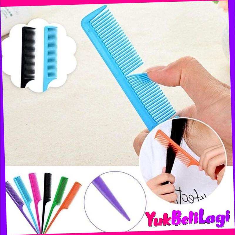 COD (YBL) Sisir Sasak Plastik Polos Warna Warni Sederhana Sisir Rambut Sanggul Gagang Panjang Sisir Konde Sisir Blow Lancip (BELI LOKAL) 0