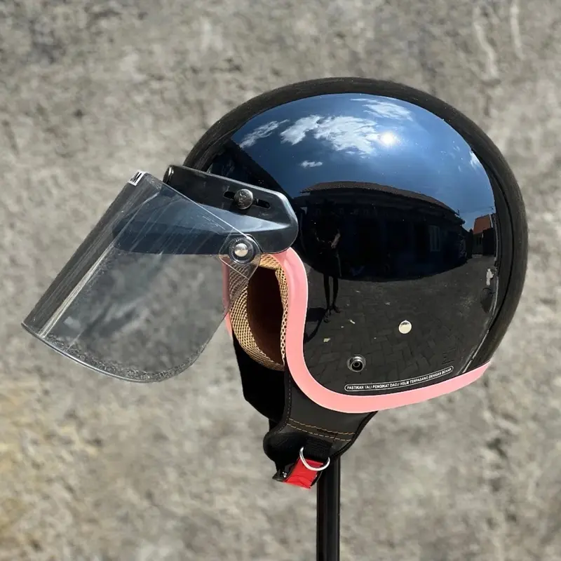 Helm bogo dewasa list pink pria wanita kaca datar Motorcycle 3
