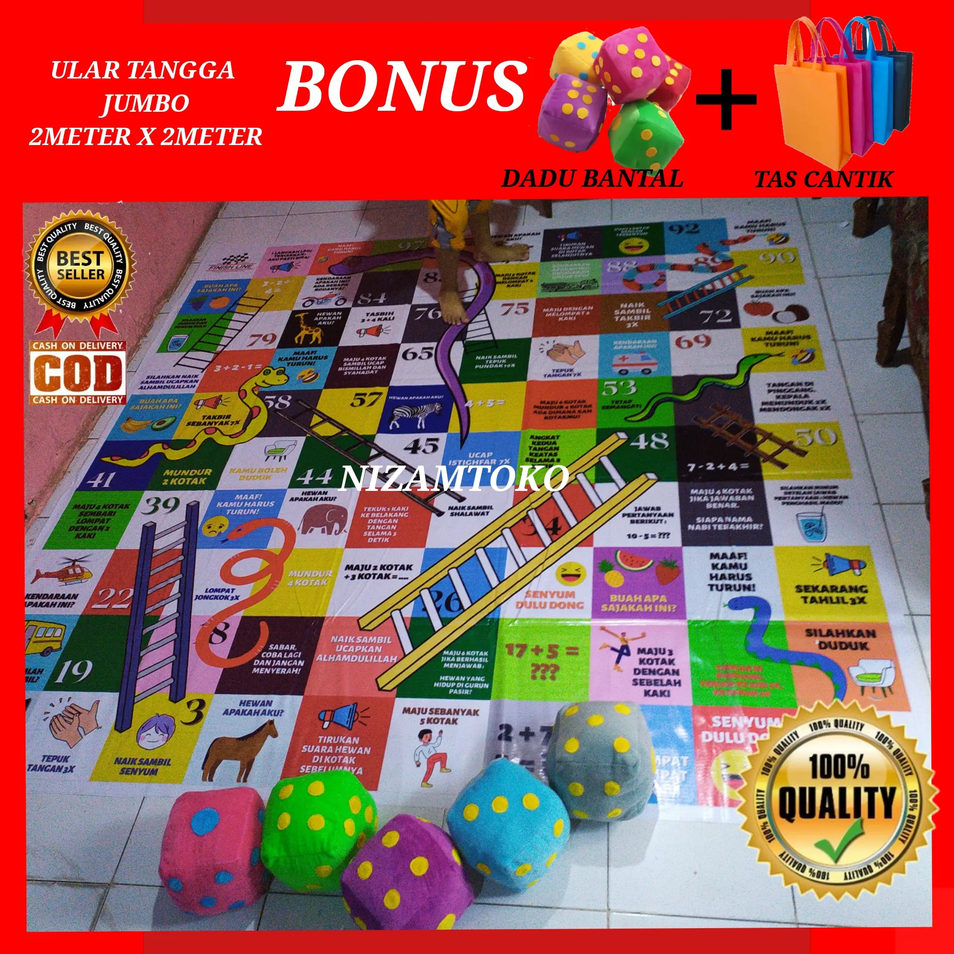 ULAR TANGGA JUMBO RAKSASA 2X2 METER Anak Game Board