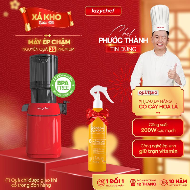   HOT  Máy Ép Chậm Nguyên Quả 3S Lazychef 200W Dòng Premium - Máy Ép Trái Cây Làm Kem Tháo Lắp 3 Giây Công Nghệ Ép Lạnh,Bảo Hành 12 Tháng Hỗ Trợ Kỹ Thuật 10 Năm Xay Sinh Tố 