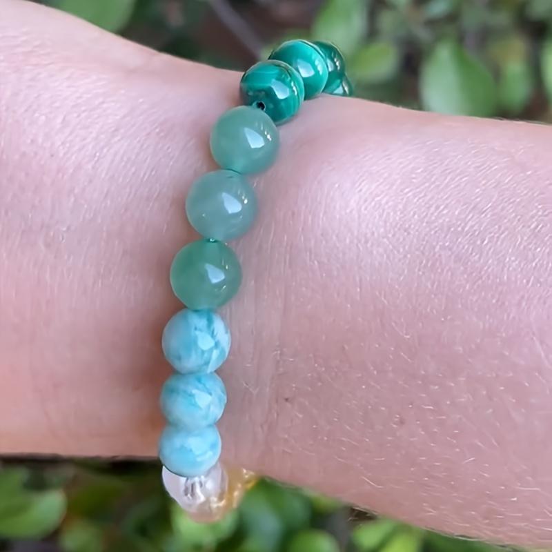 Yellow and Green Stone Bead Bracelet for Men and Women 2