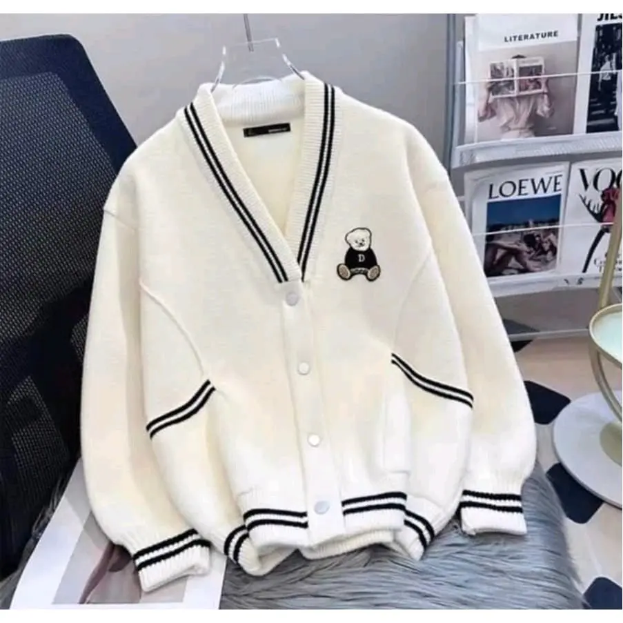 Sweater cardie wanita - Cool bear cardie outher sweater wanita Fit Lembut Tebal Oversize Cardigan