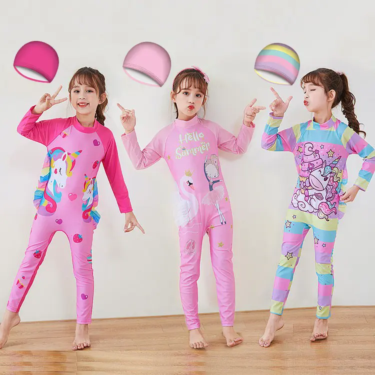 Áo Tắm Trẻ Em, Dễ Thương, Dài Tay, Cho Bé Gái, Chống Nắng Đi Biển, Có Mũ, Thích Hợp Lướt Sóng Phong Cách Bảo Thủ 0