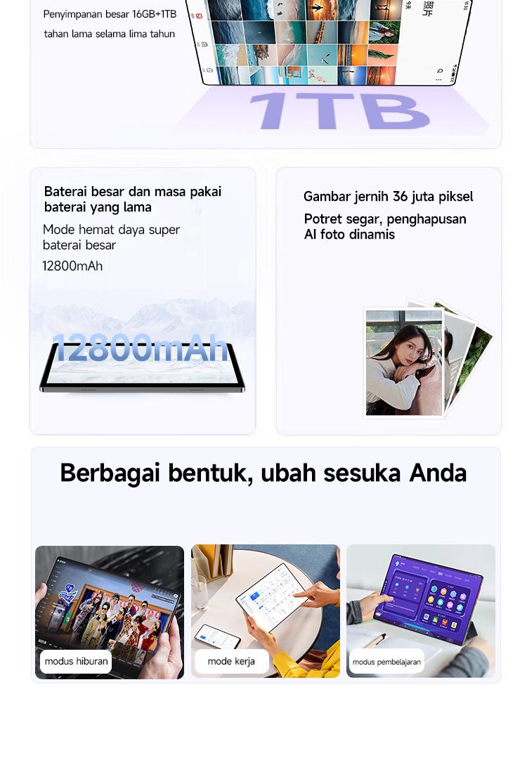 (55) 5G Tablet M66 Pro Snapdragon 888 10.8'inci [16GB+1TB] | Pengalaman Pro Layaknya PC | 120Hz OLED Real Color FullView Display | Ultra-tipi| COD Bluetooth Layar tablet .tab murah