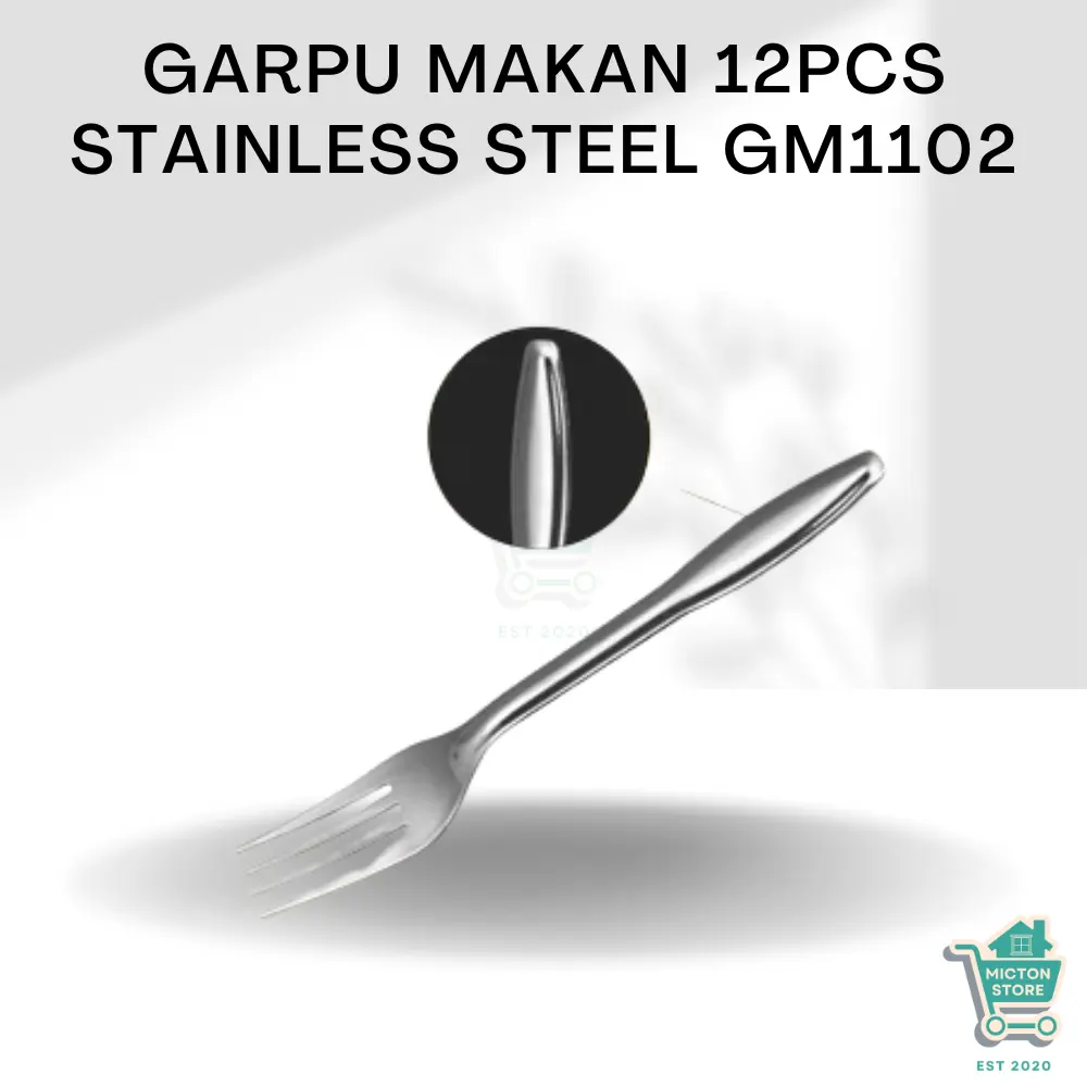 MICTON Garpu Makan Stainless Steel 12 mm gM1102Garpu Stainless Garpu Makan Anti Karat Garpu Logam Garpu Tahan Karat Alat Makan Stainless Cutlery Garpu Stainless Garpu Dapur Stainless GLX