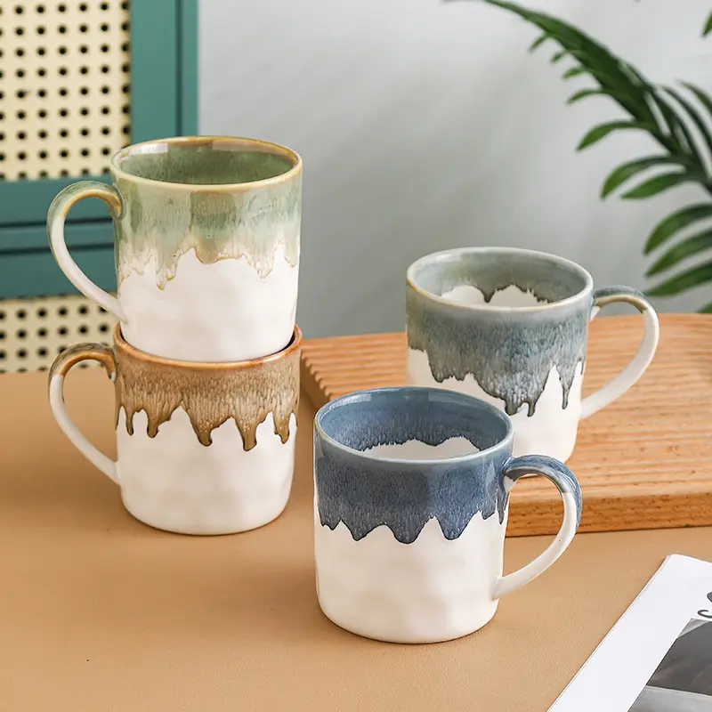 Ceramic kiln mug High appearance level Household water cup Breakfast cup ins large capacity office afternoon teacup with hand gift drinkware reusable washable andwear-resistant