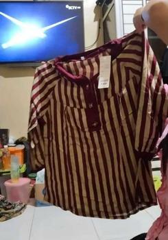 Product Review of SETELAN SALUR LD 110 120 130CM XL XXL SETELAN KATUN RAYON TWILL 116554 - SET MOTIF SALUR WANITA jumbo soft peach murah Baju Celana Kancing from c** 0