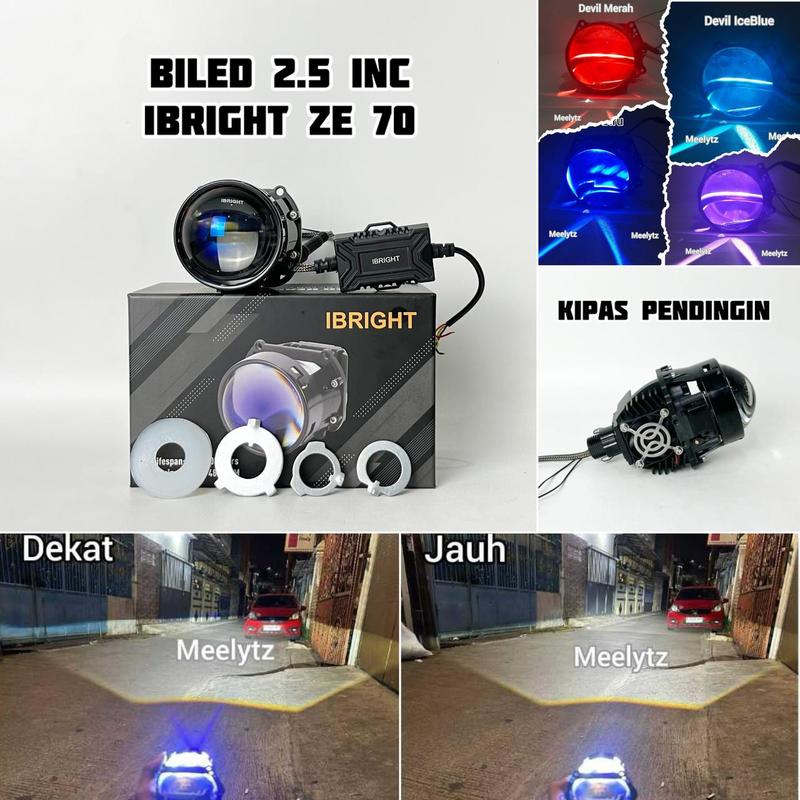 IBRIGHT ZE 70 - Projector Biled 2.5inc Blue Lens ibright ze 70 High Low Putih plus kipas pendingin 1