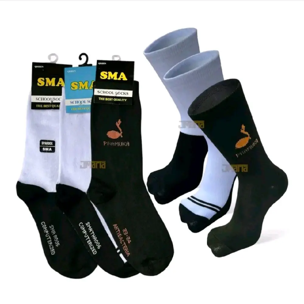 Kaos Kaki Anak Sekolah 3 Paket Lengkap Hitam putih,Putih telapak Hitam,Pramuka /Kaos Kaki Sekolah Bundling Perlengkapan Sekolah Fashion