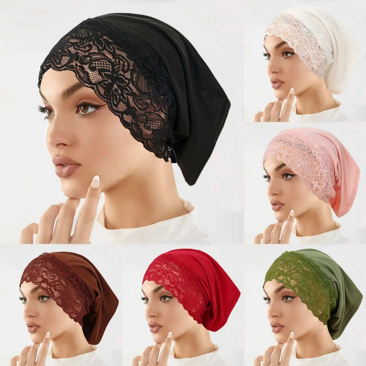 RIMAIRE Inner Hood lace Muslim Turban Underscarf Hijab Bonnet Soft Stretch HIjabs Tube Cap Turbante 2025