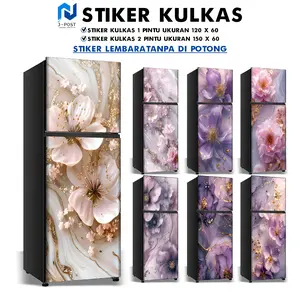 Stiker Kulkas 1 Pintu dan Sticker Kulkas 2 Pintu Motif Bunga Marble Aesthetic