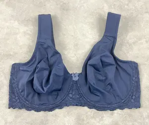Bra Wanita Kawat Full Cup Tanpa Busa BONPRIX Mix Hias Lace Premium JUMBO SIZE Pakaian Dalam BP932NAVY