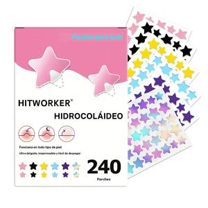 Parches hidrocoloide para acné, 240 piezas por caja, Parches cubre-acné en forma de estrella, Pegatinas para cuidado facial y de la piel para mujeres y hombres