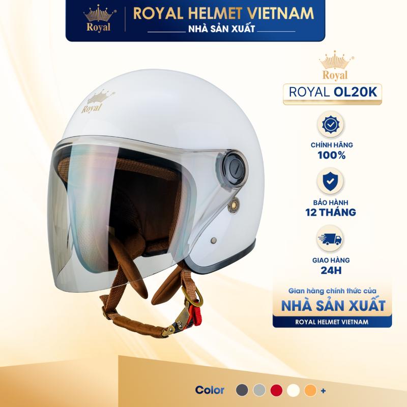   NHÀ SẢN XUẤT   ĐỘC QUYỀN  Mũ Bảo Hiểm 3 4 Royal helmet OL20K Có Kính nón Chính Hãng Cho Nam Nữ | Trực tiếp từ NSX 