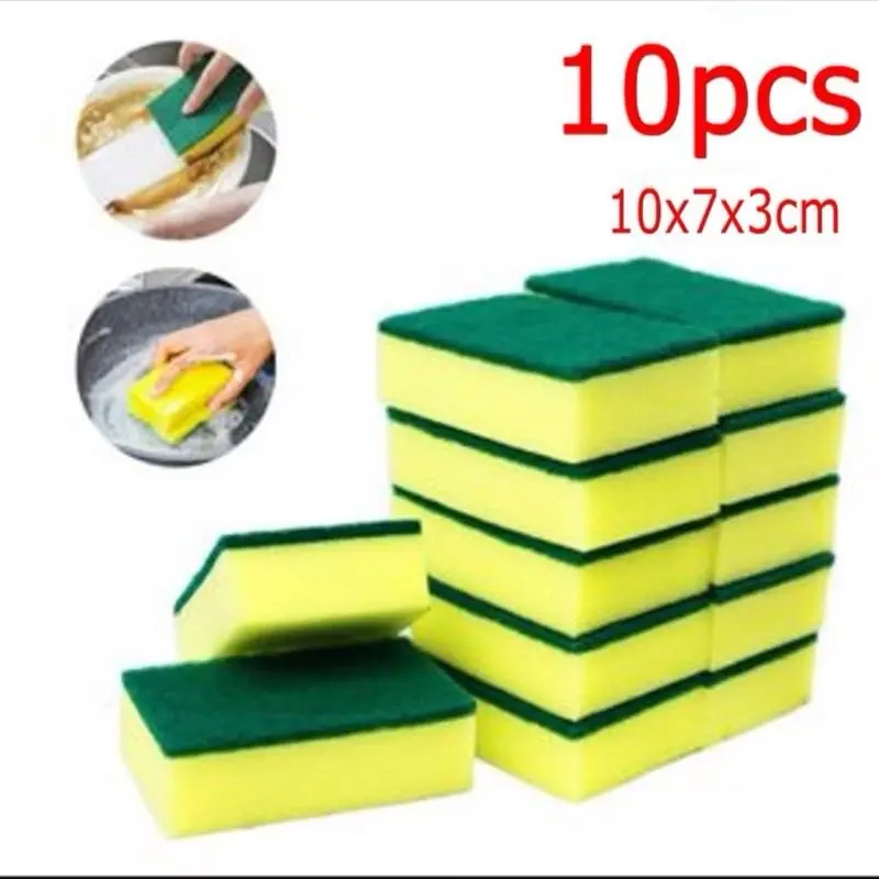 10Pcs Sponge Scourer Multipurpose Cleaning Scrub Kitchen Dish Scrubber Wash Scouring Pad