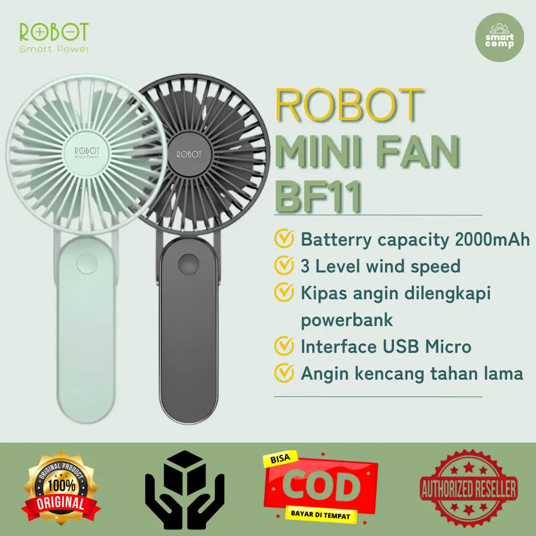 KIPAS ANGIN PORTABLE MINI FAN ROBOT RT-BF112000MAH