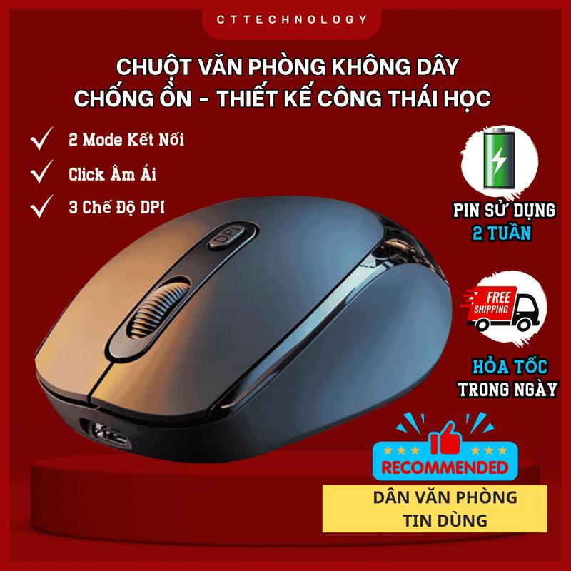 Chuột Không Dây CTTech, Chuột Bluetooth Chống Ồn Thiết Kế Công Thái Học Tương Thích Mọi Thiết Bị