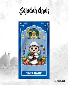 Best Sajadah Anak Laki laki Dan Perempuan Custom Nama Sajadah Anak PAUD TK SD Bahan Fleece