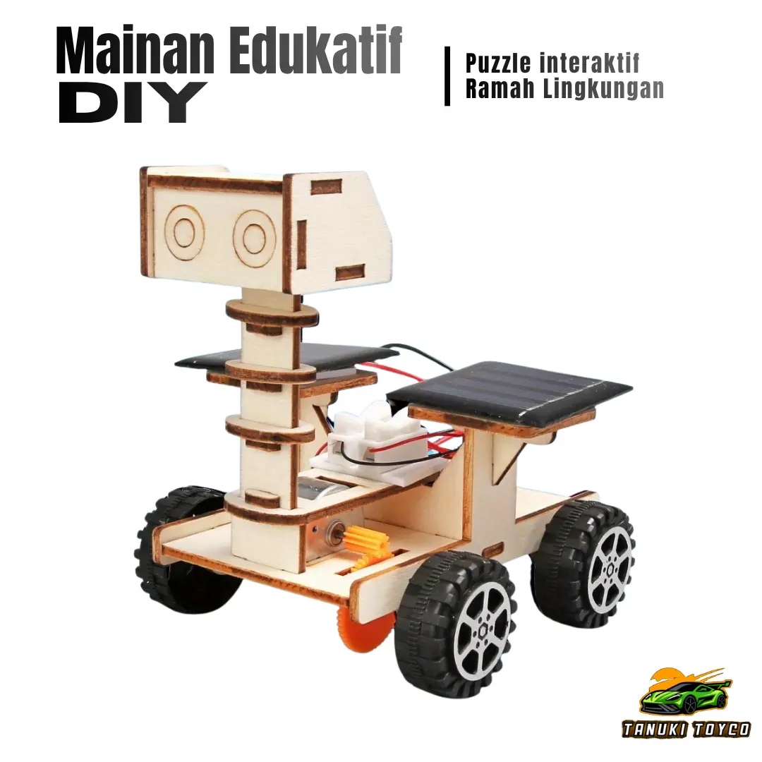 Mainan Rakit DIY bahan Kayu Eksperimen Sains Edukatif Puzzle Edukasi Anak Mobil Panel Surya Solar Robot Wall e