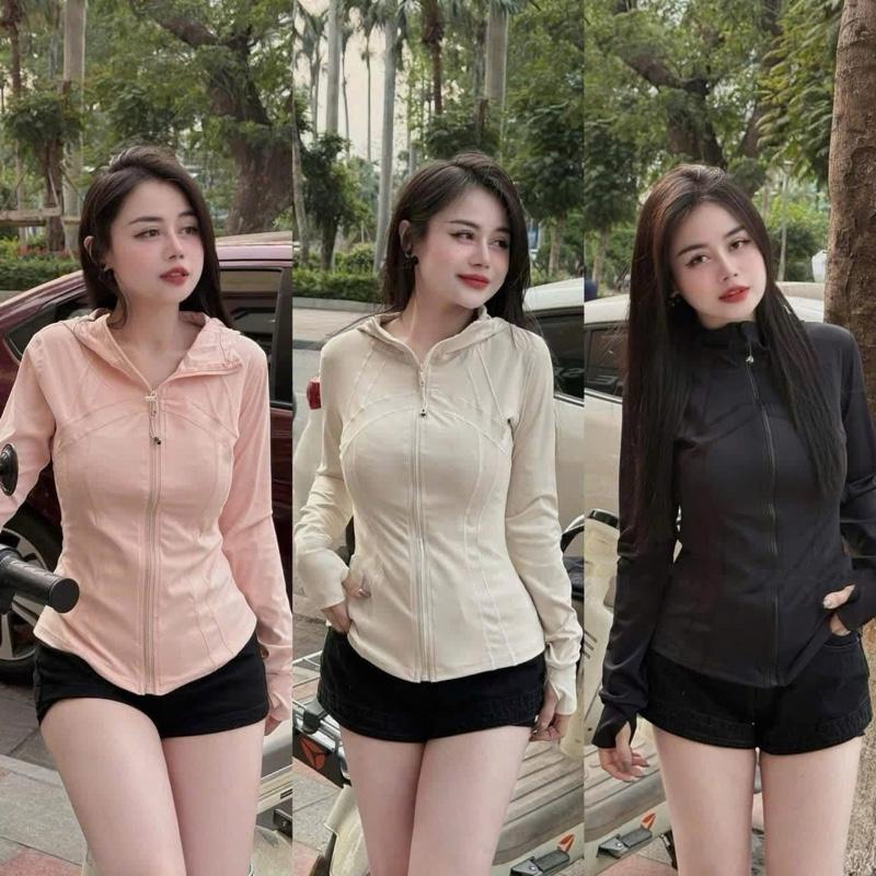 KHOÁC SỊN CAO CẤP LULU [36-65kg] Áo Khoác Nắng Thể Thao Cao Cấp LULU Mẫu Mới 2025 Vải Thun umi Quảng Châu . Áo Khoác Nữ  Tập Gym, Yoga, Chạy Bộ [ Đồng Sport eo ] TH066