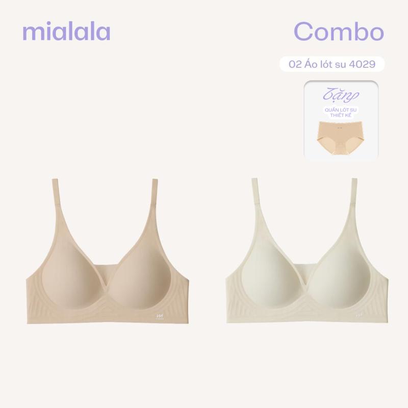 Combo 2 áo ngực su Mialala không gọng đệm mỏng 1cm nâng đẩy nhẹ nhàng 4029 FAL04074029 chất liệu cao cấp màu da trung tính dễ phối đồ