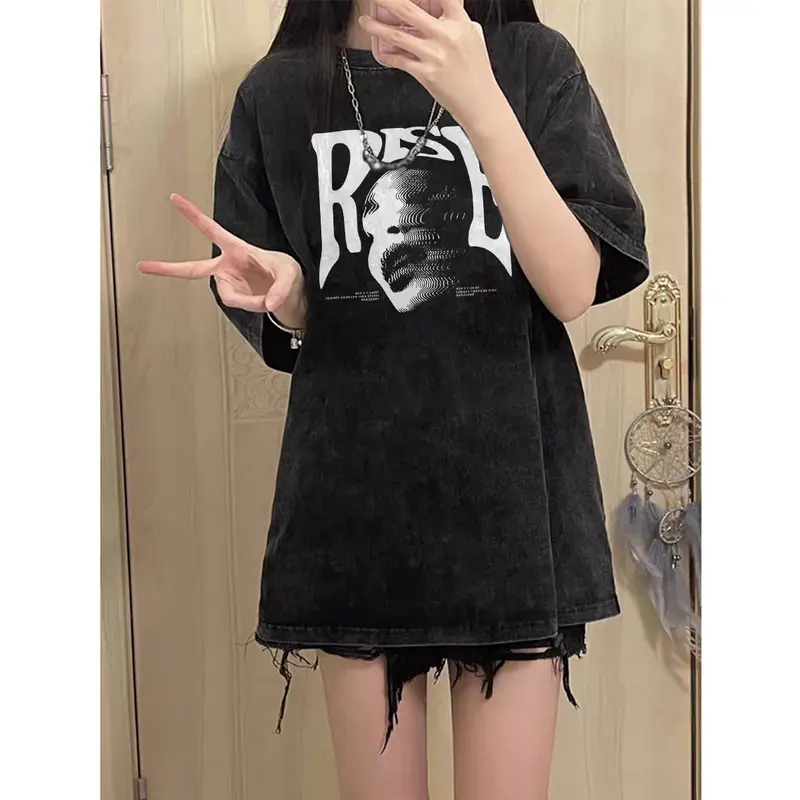 GF Kaos Wanita Boxy American Style Motif Printed Slim Fit T shirt Pria Oversize Basic Unisex Tee Katun Combed Bahan Nyaman Baju Atasan Wanita - Kaos Skena Vintage Y2k - Kaos Oversize Style Hijab - Y0370 4