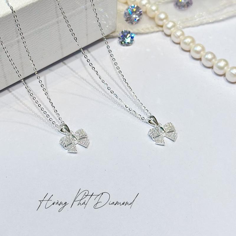 [ Hoàng Phát ] Trang Sức Dây Chuyền Bạc Ý Chữ Cong 4T5 (45cm) Phối Mặt Nơ Tấm Thời Trang (P115) KHÔNG XI KIM