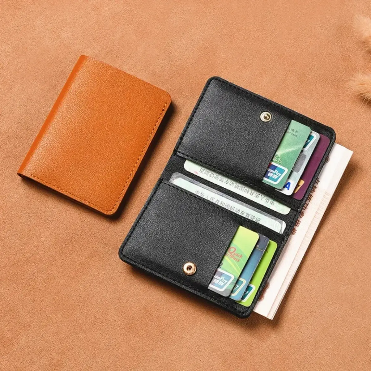 Solid Color PU Leather Small Wallet for Women Short Simple Women's Purse with Buttons Ultra Thin Soft Credit Card Bag Coin Purse