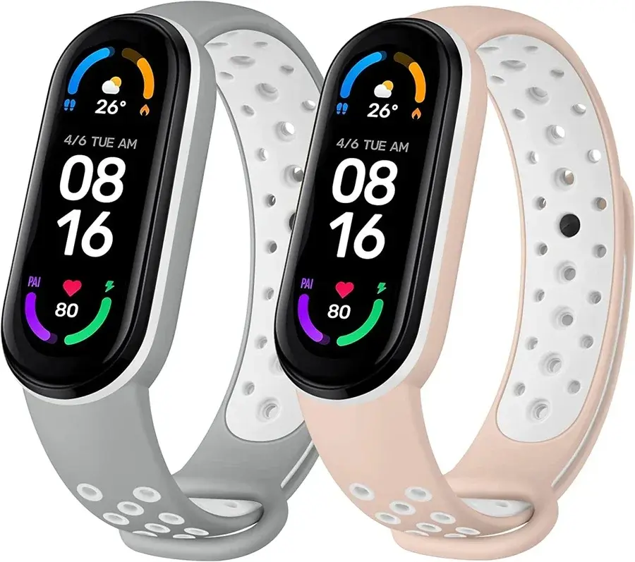 Dây đeo đồng Đồng Hồ silicon, dành cho Xiaomi Mi Band 7 / 8 / 6 / 5 / 4 / 3 NFC, với lỗ thông hơi, dây đeo thoáng khí, thiết kế Có Thể Điều Chỉnh và Nhẹ