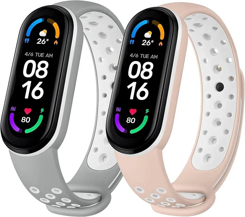 Dây đeo đồng Đồng Hồ silicon, dành cho Xiaomi Mi Band 7 / 8 / 6 / 5 / 4 / 3 NFC, với lỗ thông hơi, dây đeo thoáng khí, thiết kế Có Thể Điều Chỉnh và Nhẹ