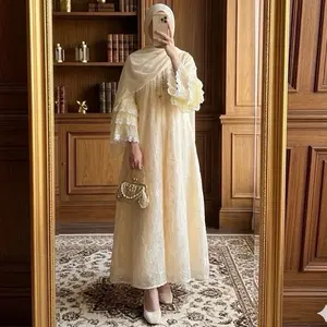 SYAHIRA DRESS GAMIS WANITA MUSLIM KONDANGAN MEWAH TILE BORDIR BY QEEANA