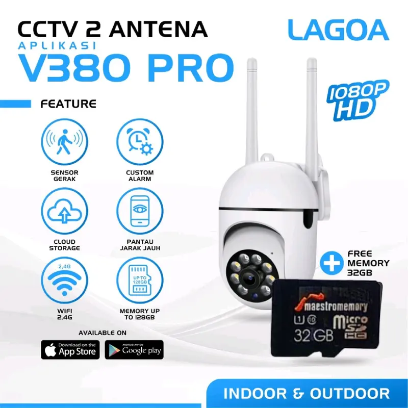 Paket Kamera Cctv Siap Pakai Kamera dengan memori 32GB Class 10  Camera sensor Gerak