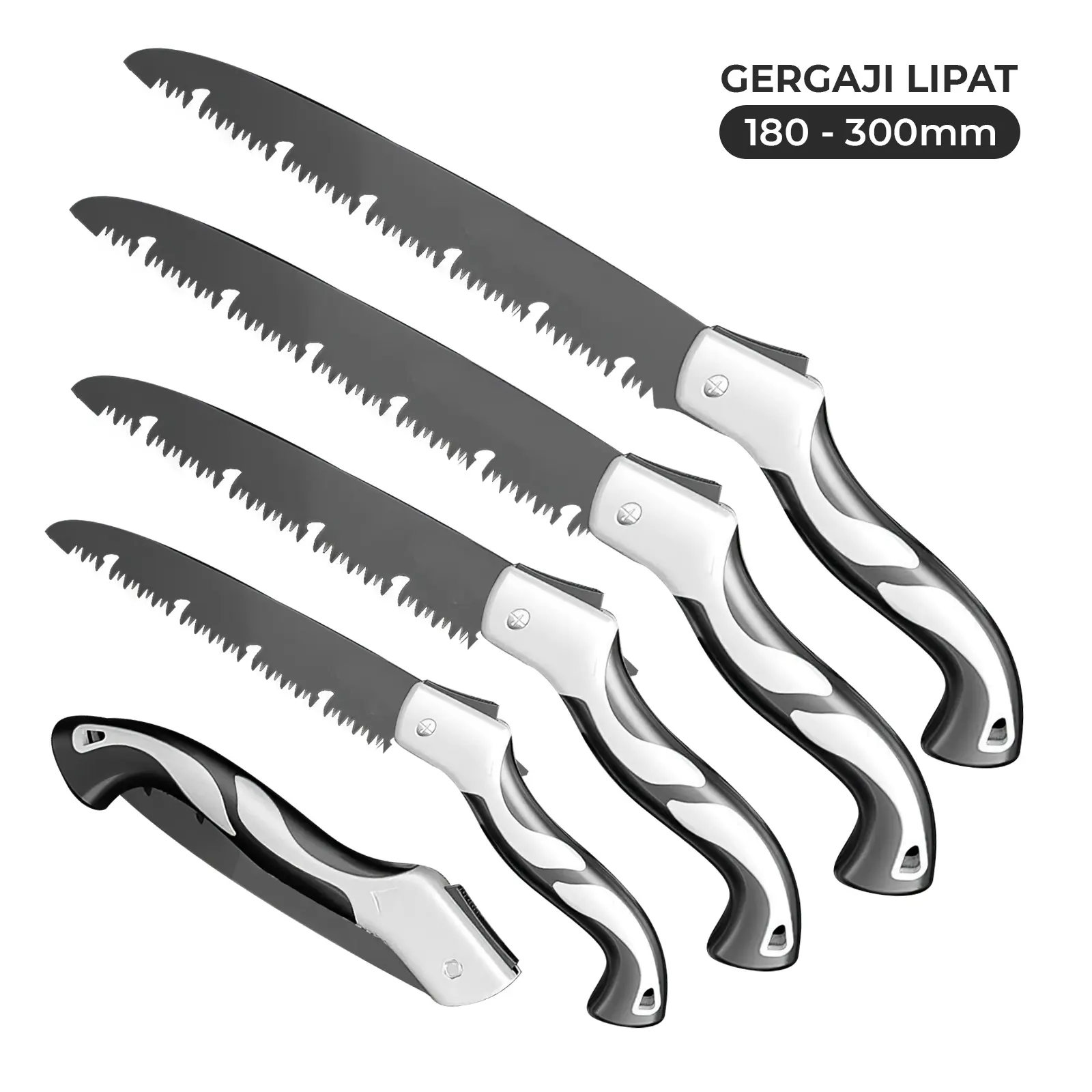 Gergaji Lipat Portabel Ukuran 18/21/25/30 CM dengan Bilah Gigi Besi Tebal - 6674