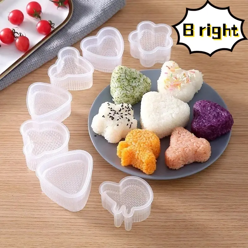 8 in 1 Set Cetakan Nasi Bento Sushi Onigiri Anti Lengket Desain Kartun Gaya Jepang Untuk Dapur / Cetakan Sushi Bento Kitchenware