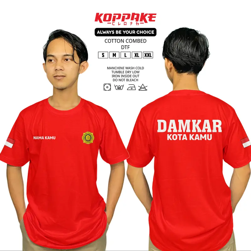 Kaos Pemadam Kebakaran DAMKAR Gratis Nama dan Kota Kamu Lengan Pendek Baju Distro 1
