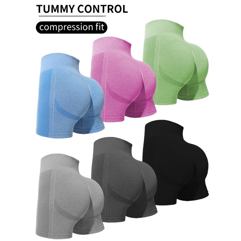 Quần Đùi Tập Yoga, Cạp Cao Vừa Vặn, độn Hông, Thiết Kế Liền Mạch, Thoáng Khí, Nhanh Khô, Độ Đàn Hồi Cao, Thích Hợp Cho Thể Thao Và Thể Dục, Quần Đùi Ba Phần