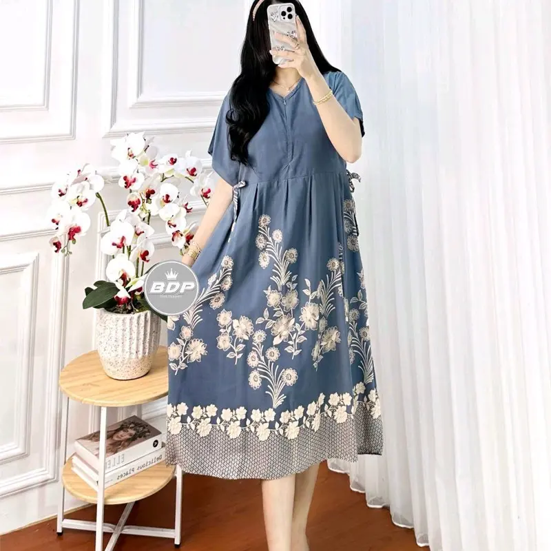 Daster Chibi Luna Rayon Premium Grade A Tebal halus adem murah busui resleting bumil dress homedress Wanita Midi Motif Kimono Pendek Tidur Panjang tali samping 0