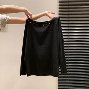 Women's Asymmetrical Neck Long Sleeve Top, Casual Loose-Fitting Design, Stylish Daily Wear, Comfortable Women's Clothing 3529# Womenswear Lingerie Tshirt Crewneck