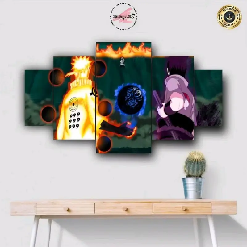 1 SET Pajangan Dinding  NARUTO & SASUKE Hiasan Dinding Cocok Buat Kamar Aestentic Isi 5 pcs Poster Kayu 2