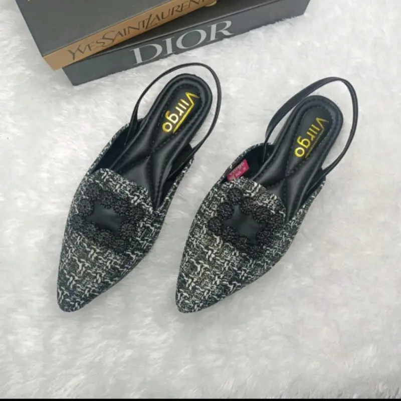 VIIRGO Sendal flat wanita mules tali belakang BELIA Shoes Karet flatshoes lancip antiselip dasar sandal mule & clog open toe mules shoes Slip Resistant elegan Mules & Clogs pansus tali belakang 1